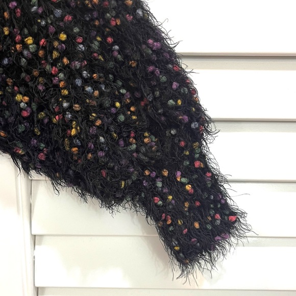 GIMMICKS by BKE Black Fuzzy Polka Dot Balloon Sleeve Sweater - Picture 7 of 12